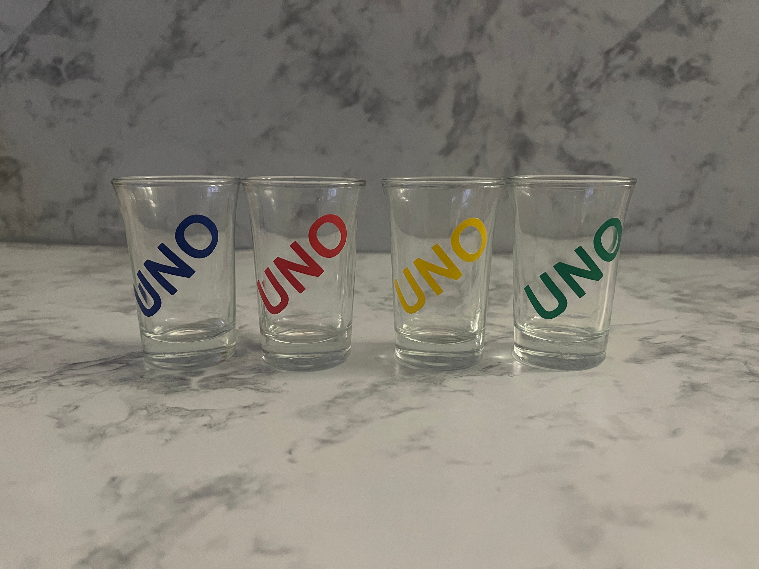 Drink Uno Mini Shot Tumblers Set of 6 3oz Shot Glass Tumblers Mini Tumbler  With Lid and Straw Adults Game Night 