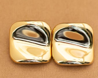 Vintage Gold Tone Square Geometric Elegant Clip On Earrings by Avon - Y14