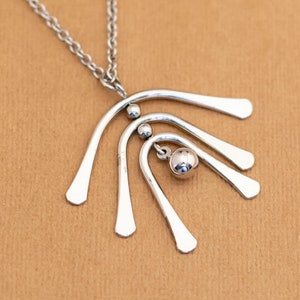 Vintage Stylish Silver Tone Triple Abstract Curves Necklace 20 inch by Avon - Y16
