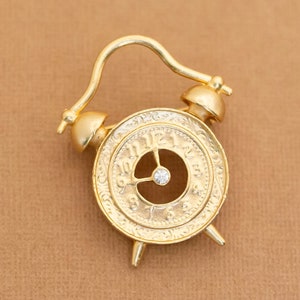 Broche de strass com despertador antigo vintage - Y1