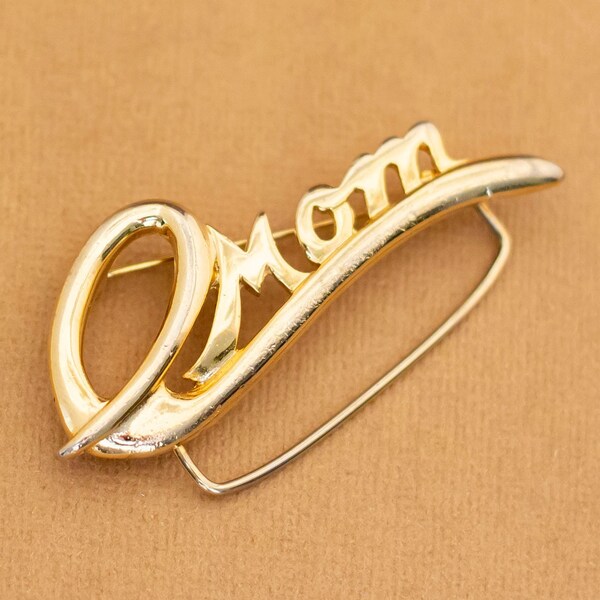 Vintage Mom Love Gold Tone Brooch by K.I.S. - Y18
