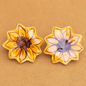 Vintage Ceramic Dainty Sunflower Stud Earrings - Y19