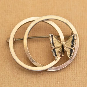 Broche de mariposa elfo vintage en tono dorado Art Nouveau - Y8