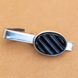 Vintage Blue Stripes Oval Elegant Tie Clip - Y13