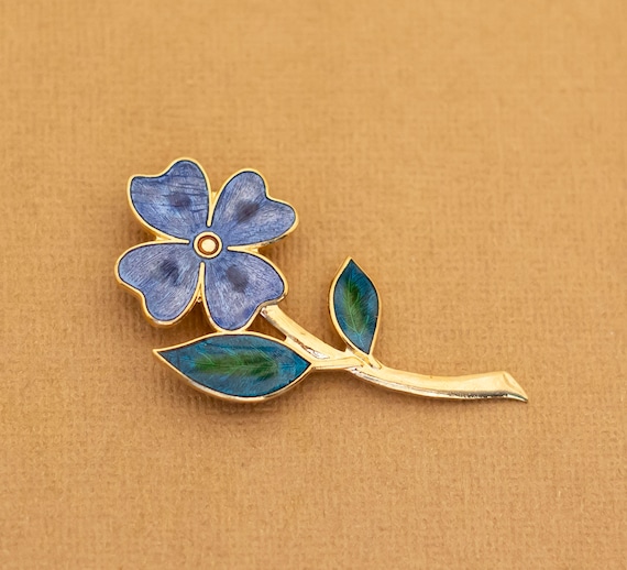 Vintage Art Nouveau Elegant Blue Flower Intricate… - image 1
