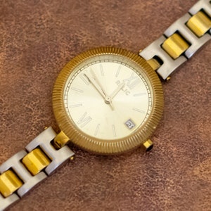 7 Zoll, Vintage Edelstahl zweifarbige stilvolle Armbanduhr - Y25