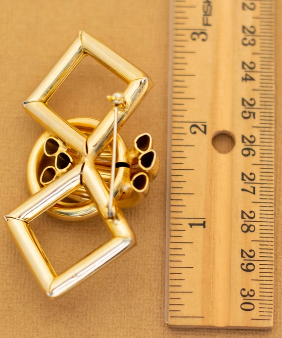 Vintage Geometric Shapes Gold Tone Brooch - Y4 - image 2
