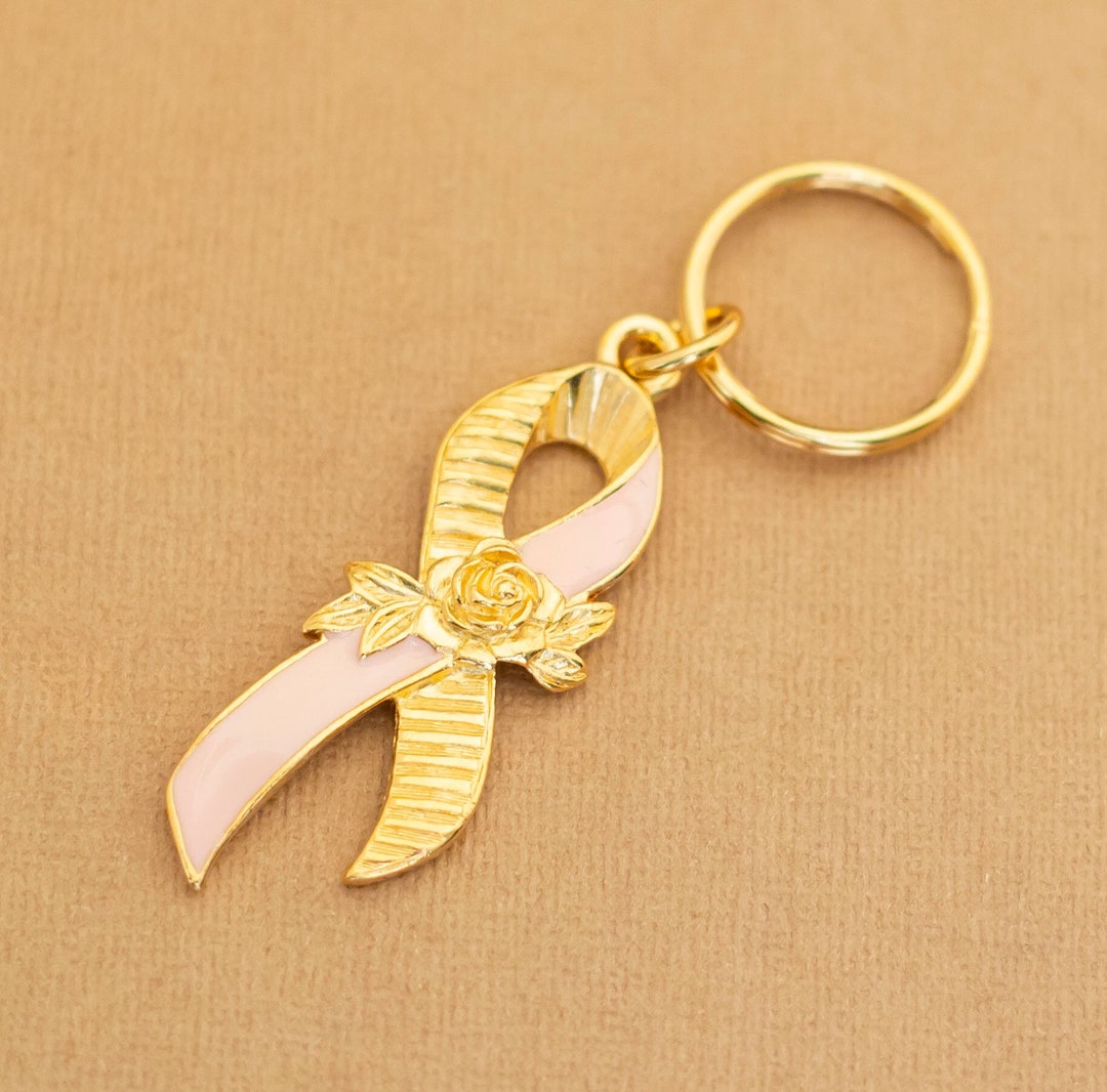 Vintage Cancer Awareness Pink Ribbon Gold Tone Key Chain - Y8 - Etsy