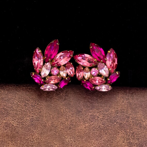 Vintage Abstract Pink Gemstones Unique Rhinestone… - image 1