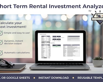 Short term rental Investment Analyzer - Airbnb Investment Analyzer - Cash On Cash Return Calculator (CoC Return)