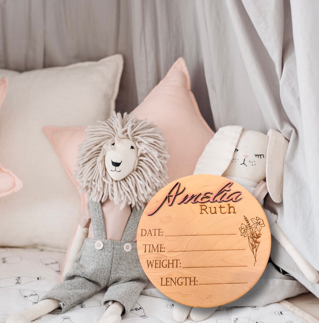 Custom Birth Flower Baby Announcement Etsy