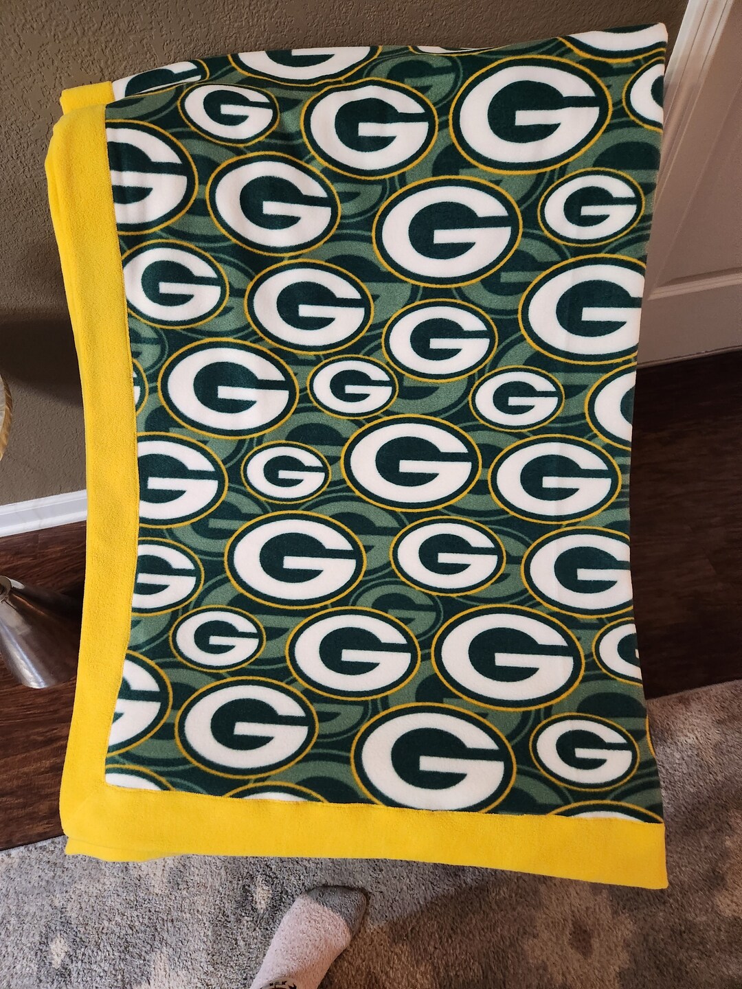 Green Bay Packers Double Layer Fleece Blanket With Finished Borders 52w