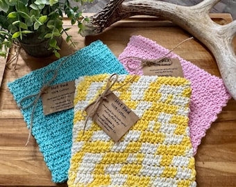 Extra Thick Crochet Hot Pads – 100% Cotton Thermal Stitch – Handmade Kitchen Hot Pad Set