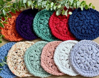Handmade Cotton Crochet Face Scrubbies - Facial Rounds • Eco-Friendly Reusable Makeup Remover Pads - 3 Pack