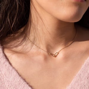 Double Link Interlocking Chain Dainty Necklace, Sterling Silver and Gold Filled, Sisters Jewelry Gifts