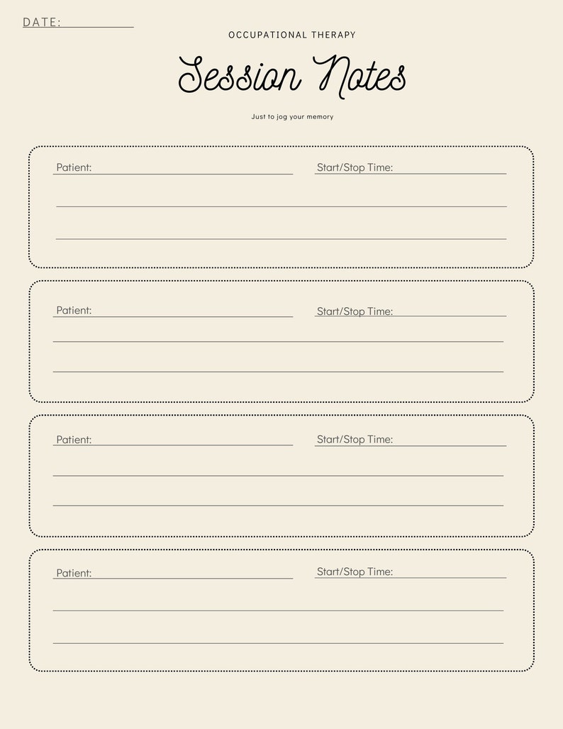 OT Session Notes - Etsy