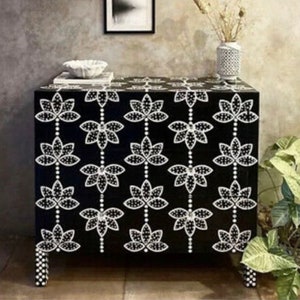 Bone inlay  3 Drawer Chest bleck