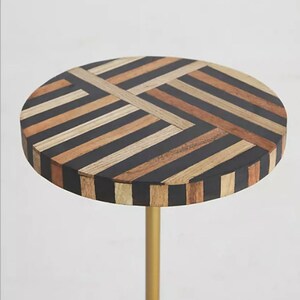Round Side Table , Bone Inlay End Table , Bone Inlay Furniture , Small ...