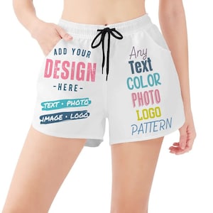 Custom Womens Shorts Plus Size Personalize with Text Colors Graphics and Patterns Unique Workout Booty Shorts Yoga Beach Bottoms Loungewear