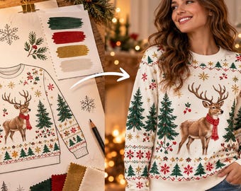Custom Christmas Sweater, Personalized Ugly Sweater with Textured Knit Style Crewneck with Photo, Logo, Text or Pattern