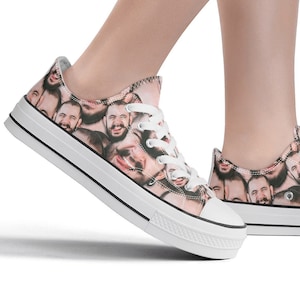 Zabawne buciki z twarzami Spersonalizowane buciki z wysokim stanem Zaprojektuj własne wysokie trampki z niestandardowym wzorem Converse Zdjęcie psa Prezent dla zwierzaka Wzór Obraz Logo