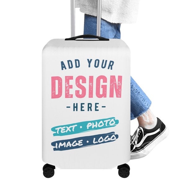 Custom Luggage Cover Personalized Elastic Suitcase Wrap Protector 4 Sizes Washable Baggage Covers Durable Travel Gift for Family Vacations