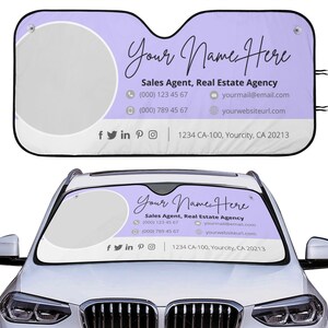 Custom Sun Shade Business Card Car Advertisement Real Estate Agents Personalized Sunshade for Vehicle Windshield Billboard Text Photo Logo