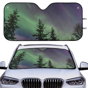 Aurora Borealis Sun Shade for Vehicles Northern Lights Car Sunshade Stars & Sky Sun Protector Cute Space Planets Galaxy New Car Driver Gift