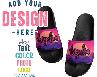 Personalized Slide Sandals Custom Gift Sliders with Monogram Photo Customizable Slide On Slippers Text Image Business Promotional Gift Idea