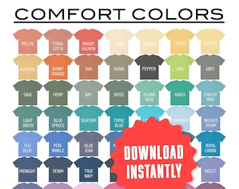 1717 Comfort Colors Chart Mockup, Comfort Color Choices T-Shirts Mock-up, Comfort Colors Slide, Instant Digital Download, Commercial Use