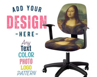 Personalized Office Chair Cover Universal Fits Most Desk Chair Covers Custom Seat Protector Any Color Photo Logo Text Image Pattern Set of 2