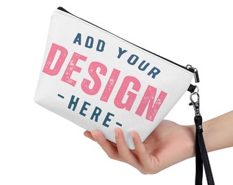 Zipper Cosmetic Case Custom Sling Make Up Bag Personalized Travel Cases Fuax Leather Makeup Tote Any Text Logo Image Photo Pattern Color