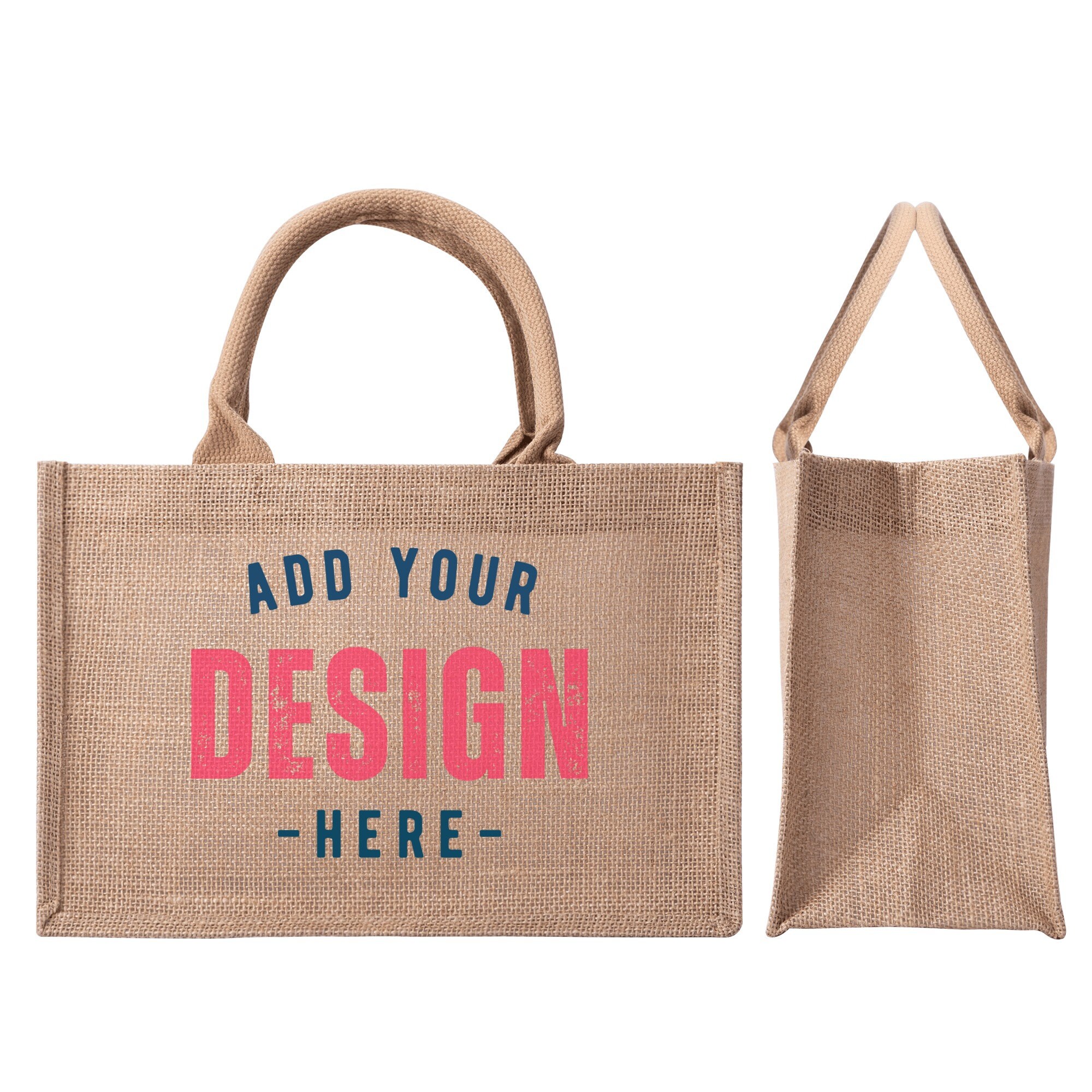 Custom Burlap Tote Bag Personalizable Jute Totes Bags Brown Reusable Grocery Sack with Handles Shopping Logo Handbag