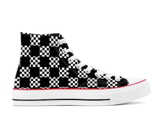 High Top Converse Sale Maat 34 Checkered Flag Canvas Shoes Womens