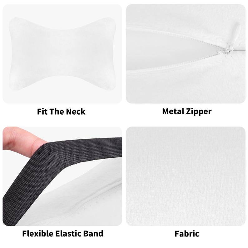 Almohada personalizada para reposacabezas de coche para viajes, cojín de espuma viscoelástica para el cuello con correa elástica, auto AOP, cualquier color, foto, imagen y logotipo. imagen 3