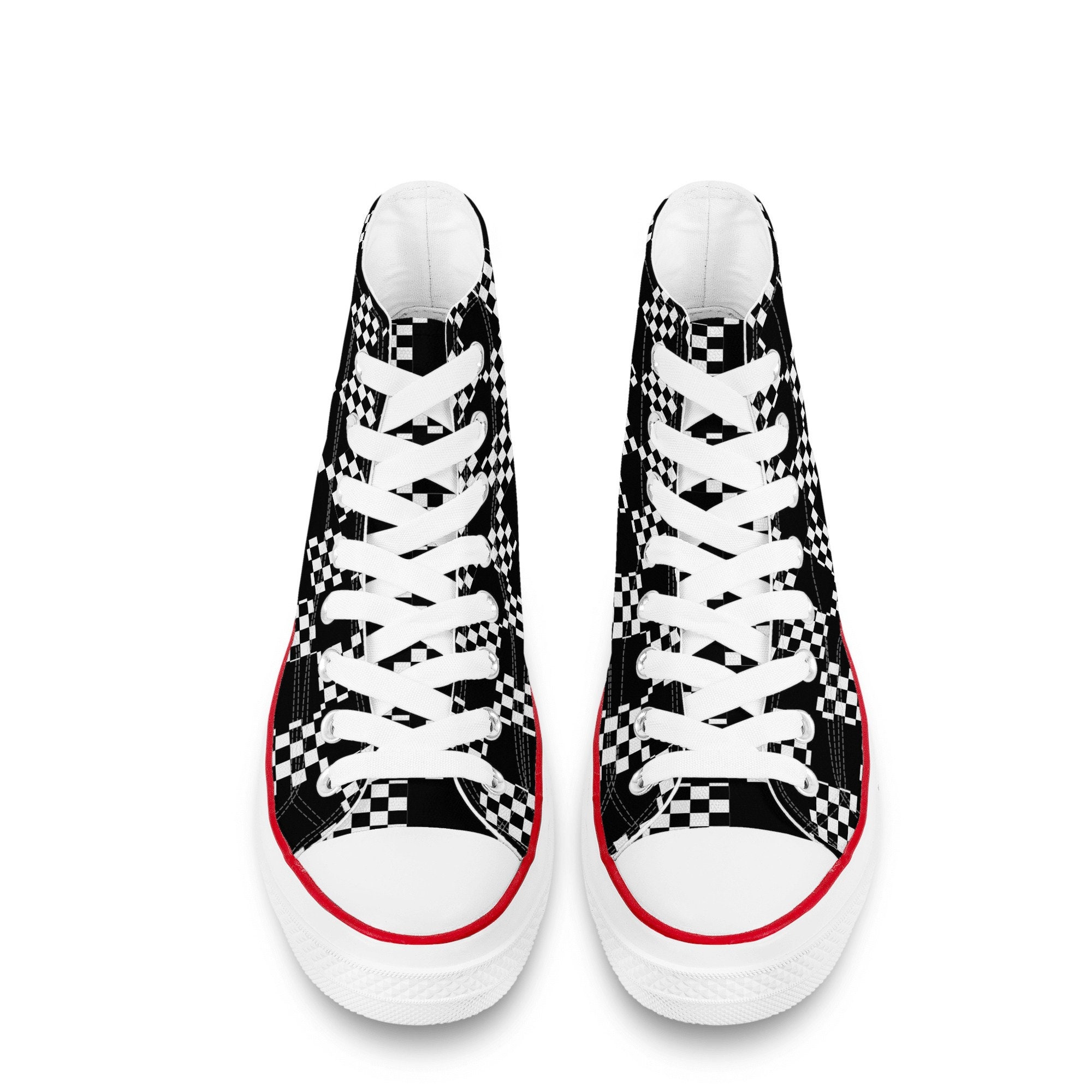 Converse Checkerd Checkered Flag Canvas Shoes Womens Mens High Tops Low Top Sneakers Kids ...