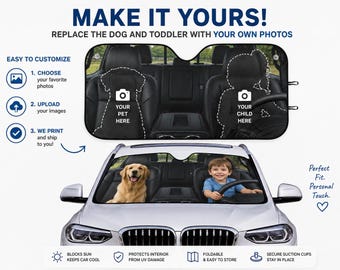 Personalized Car Sunshade for Dog Lover Gifts for Dad Cat Mom New Vehicle Owner Driver Gifts Cute Funny Custom Sunshade Pet Photo Gift Idea