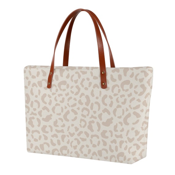 Leopard Print Beige Women\'s Bag Leopard Print Shoulder Tote Bag Slouchy Canvas Leopard  main image 2