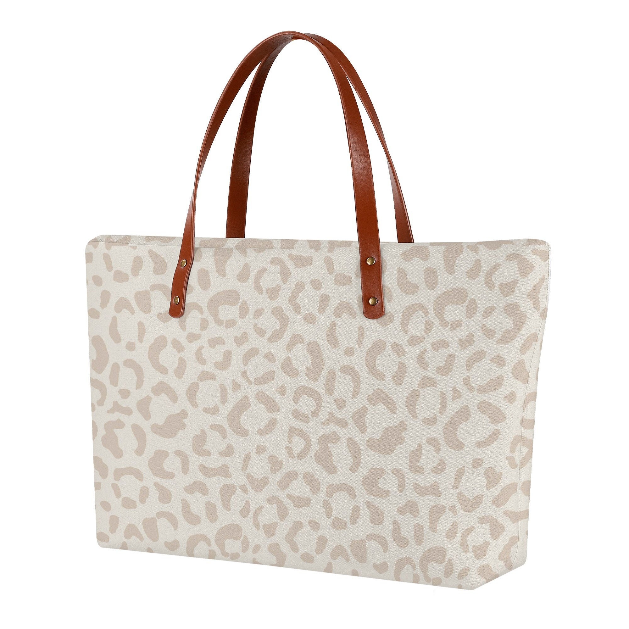 Pale Leopard Tote Bag Cute Animal Print Handbag Neutral