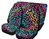 Pehede シートカバー カラフル ヒョウ柄 シームレスパターン ファッション エキゾチック ワイルドデザイン 手描き 丈夫 ユニバーサル フロントシートカバー 車 S ヒョウ柄 SVG、シームレスなジャガー柄パターン、チーター柄パターン