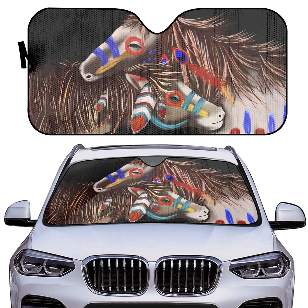 Equestrian Colorful Pattern Print Car Sun Shade