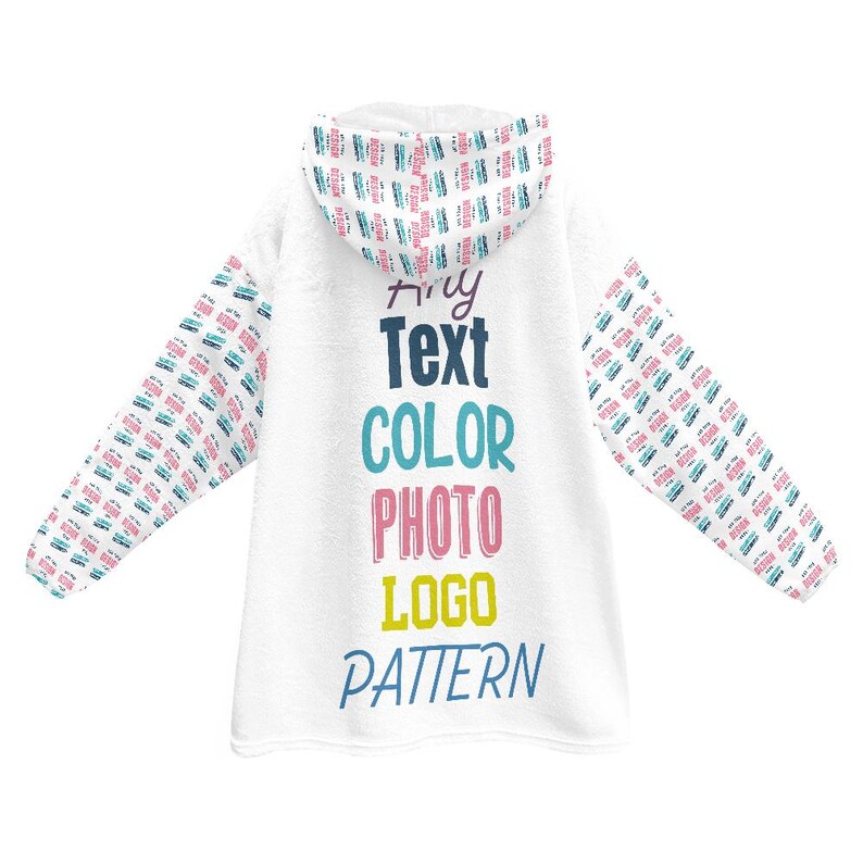 Custom Oversized Hoodie Unisex Personalized Hooded Flannel Sweatshirt Any Color Photo Pattern Logo Text Dress Hoodie Pullover Blanket image 2