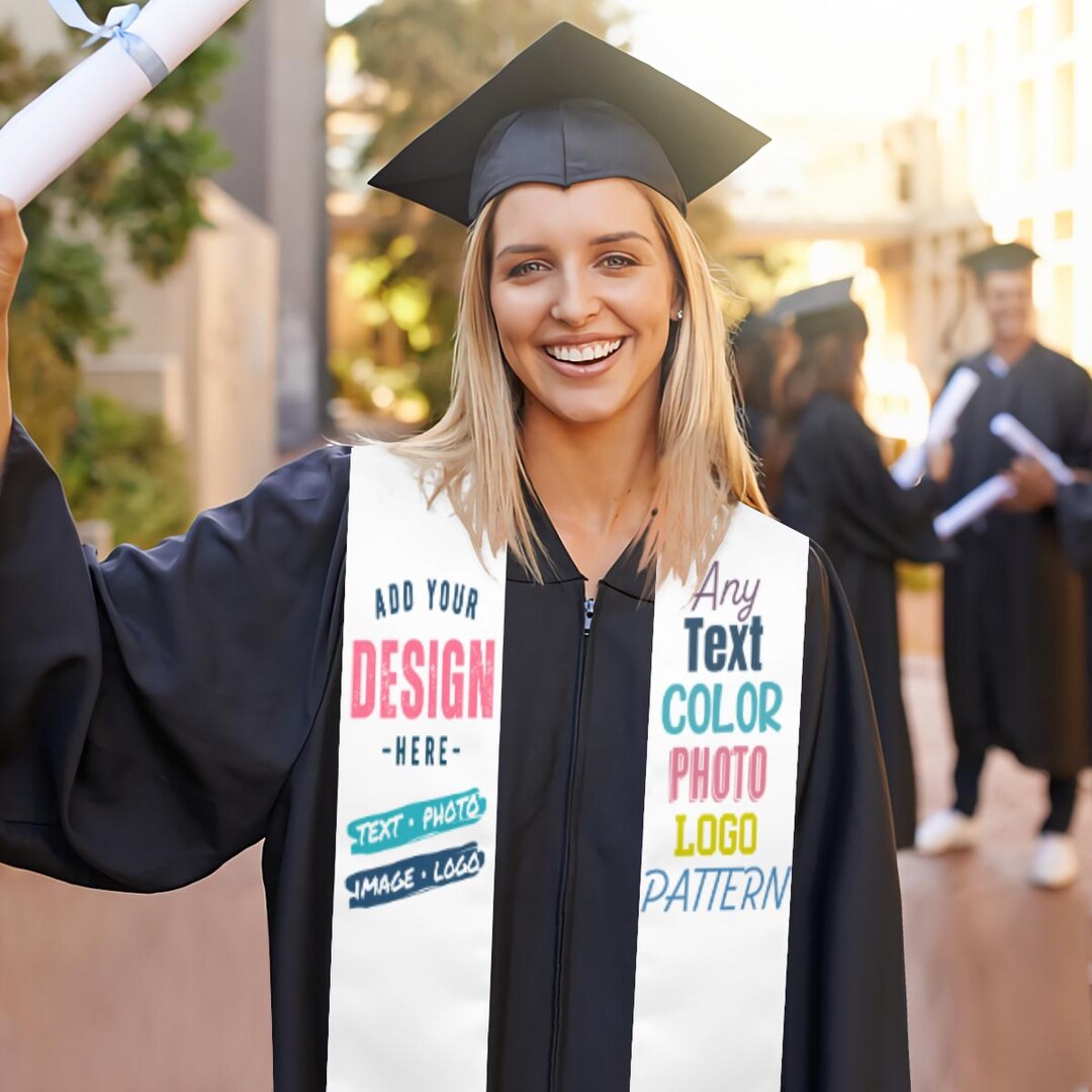 Personalized Graduation Stole Custom Academic Sash Any Text Color Photo ...