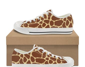 Giraffe Shoes Womens High Tops Safari Animal Print Low Top Sneakers Kids Shoes Youth Hightops Girls Converse-style Cute Giraffe Lovers Gift