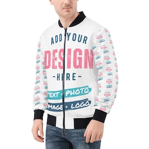 Custom Bomber Jacket Womens or Mens Flight Jacket Personalized Pilot Jacket Unisex Design Your Own Jackets Photo Image Logo Name Monogram image 1