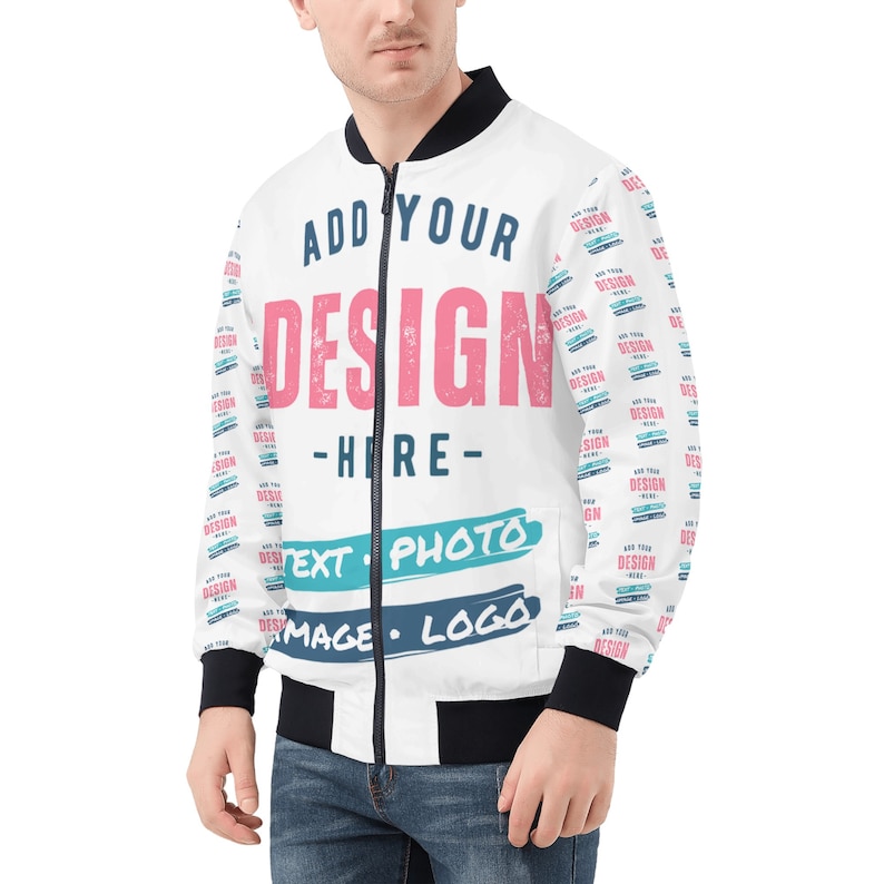 Custom Bomber Jacket Womens or Mens Flight Jacket Personalized Pilot Jacket Unisex Design Your Own Jackets Photo Image Logo Name Monogram image 1