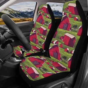 Pokrowce na siedzenia samochodowe w stylu rustykalnym do pojazdów, pokrowiec na siedzenie w stylu rustykalnym, uroczy boho, stodoła, wiejski, zachodni, farmer, ochraniacze na siedzenia, furgonetka, SUV
