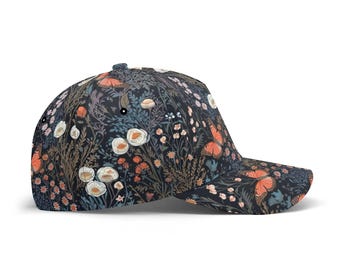 Women's Embroidered Baseball Cap With Butterfly & Flowers – Adjustable Trucker Hat, Red, One Size - View #10
