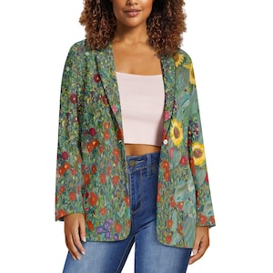 Gustav Klimt Suit Jacket Farm Garden with Sunflowers Blazer for Men or Women Novelty Gift Famous Painting Sport Coat Him and Her Art Gifts