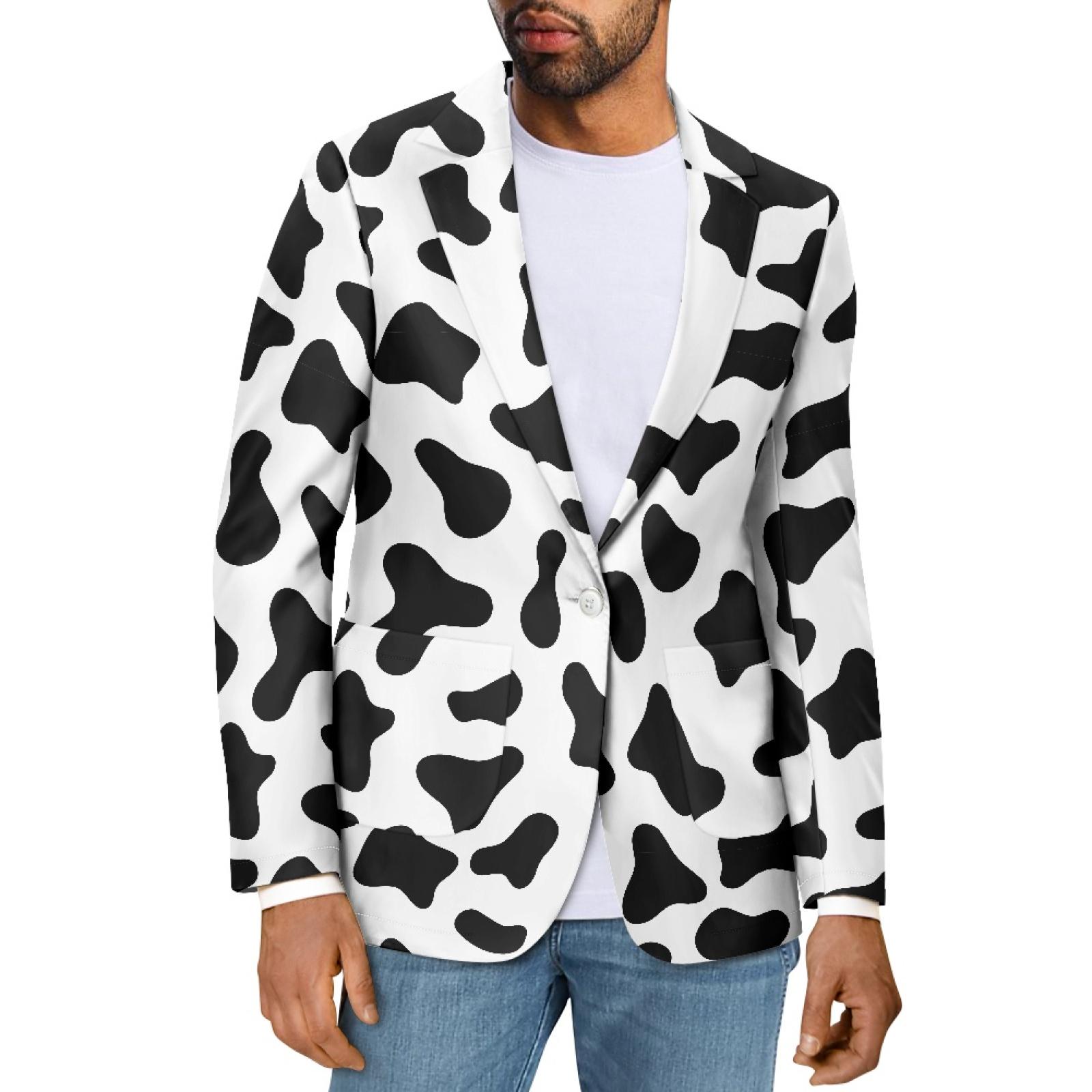 Cow Print Suit Jacket Black & White Cow Blazer for Men or Women